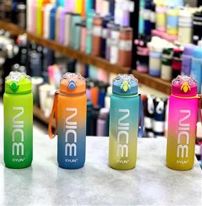 قمقمه ورزشی eyun زیر سیلیکون حجم 1 لیتر  نشکن درب دو حالته قابل مشاهده در ویدیو