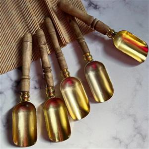 قاشق آجیل خوری دسته چوبی طلایی