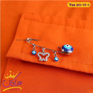 سنجاق سینه استیل پروانه چشم زخم | 511/17 ysx