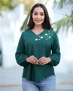 بلوز آستین پفکی گلدوزی