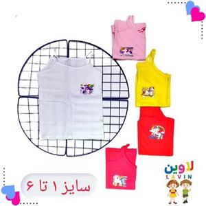 تاپ تک دخترانه جنس سوپر پنبه طرح اسب تک شاخ در 5 رنگ از سایز 1 تا 6