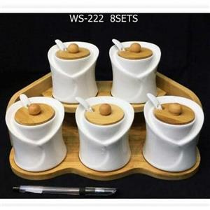 سرویس پاسماوری 5 تیکه استند دار  درب بامبو  بدنه سرامیکی