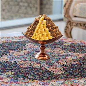 رومیزی ترمه حسینی طرح سورنا  مشکی جنس ابر یشم