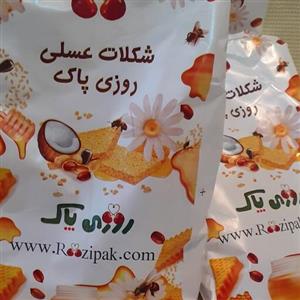 شکلات کنجدی مغزدار عسلی روزی پاک ( پودر نارگیل، کنجد، تخمه افتابگردان، عسل ) 100 گرمی طبیعی و خوشمزه و سالم