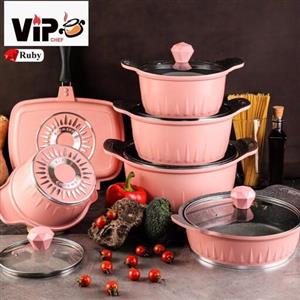 سرویس قابلمه 12 پارچه Vip با ضمانت  گرانیت داخل و رنگ