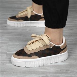 کتونی دخترانه الی کرم شطرنجی تیره باتیس بوتیک