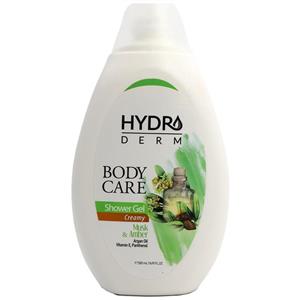 شامپو بدن کرم دار مشک و عنبر حاوی روغن آرگان, ویتامین ای و پانتنول 500 میل هیدرودرم