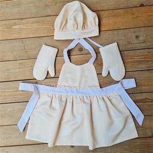 ست پیشبند اشپزخانه کلاه و دستکش ضخیم اشپزی کودک رنگ بندی