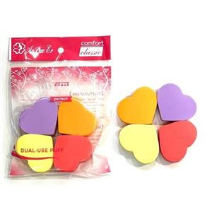 ابر پنکک و کرم پودر  قلبی 4 تیکه با قابلیت شستشو و مصرف کرم پودر و پنکک بدون جذب مواد در داخل خود