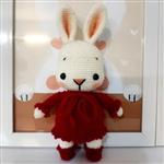 عروسک خرگوش دستبافت با بافت منسجم - بافته شده با کاموای مرغوب ایرانی - در رنگ های مختلف به انتخاب شما