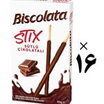 چوب شکلاتی استیکس بیسکولاتا 16 عددی Biscolata Stix
