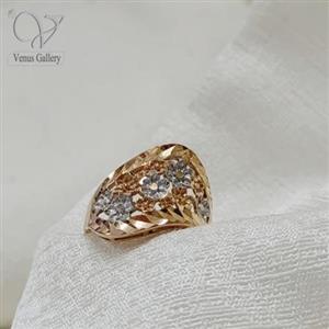 انگشتر طلاروس طرح گل نگین دار کد 11471