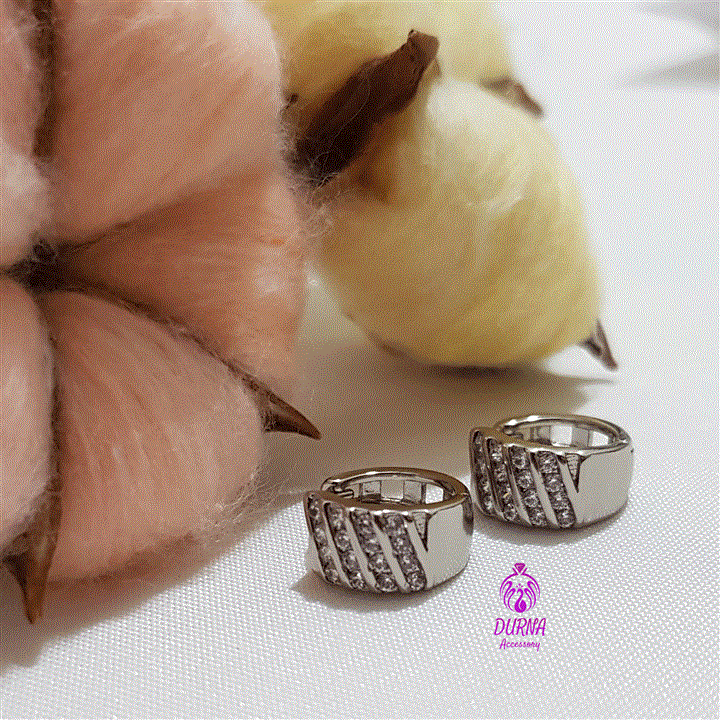 گوشواره Xuping حلقه ای نقره ای نگین دار