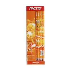 پک چهار عددی مداد و پاک کن طرح پرتقال مارک factis