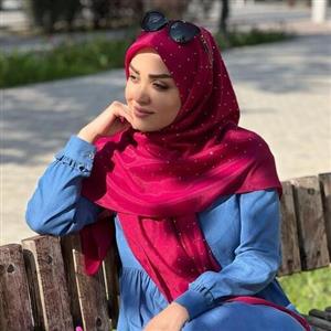 روسری اسلپ نگین دار رنگی  قواره 130