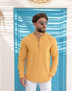 پیراهن مردانه کنفی ترک ساده کد 0217400280