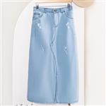 دامن جین  بلند زنانه شیکدو سایز  1 و 2 دوخت و فرم