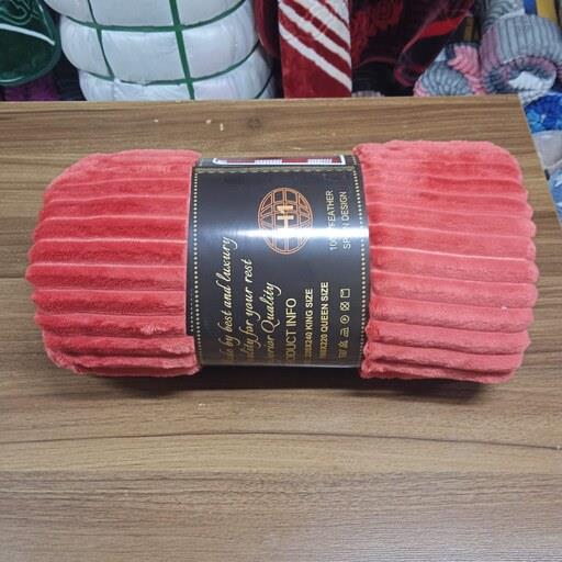 پتو مسافرتی دونفره تک رنگ ژله ای رنگ قرمز اندازه 240 در 220 (خارجی)