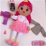 عروسک الیسا 40 سانتی بافتنی با دو دست لباس قابل تعویض و سر چرخشی