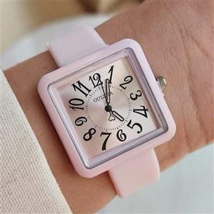 ساعت زنانه و دخترانه صفحه مربع الیجیا رنگ خاص با شیشه تراش خورده ضخیم 
