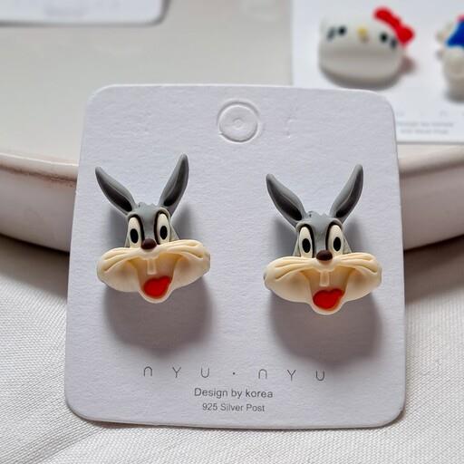 گوشواره مدل خرگوش دیزنی استیل رنگ ثابت