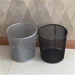 سطل زباله فلزی توری اداری - مشکی و نقره ای - ارتفاع 28