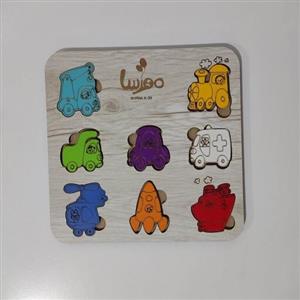 بازی آموزشی چوبی مدل جورچین طرح وسایل نقلیه کد k-39 رنگ (طرح چوب سفید) روشن