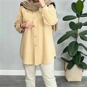 مانتو زنانه پاییزه کتان کجراه قد 85 و دارای رنگبندی