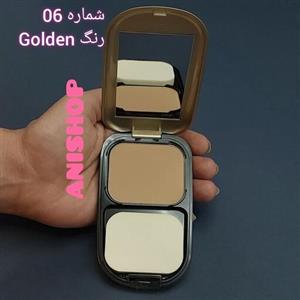 پنکک مکس فاکتور طلایی MAX FACTOR شماره 06رنگ گلدن رطوبت رسان و تغذیه کننده پوست دارای آینه و پد دارای spf 15 ساخت ایرلند