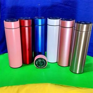 فلاسک قلمی نیم لیتری دماسنج دار رنگ متالیک در5 رنگ