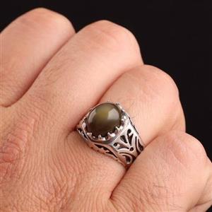 انگشتر نقره مردانه عقیق سلیمانی اصل رکاب شبکه