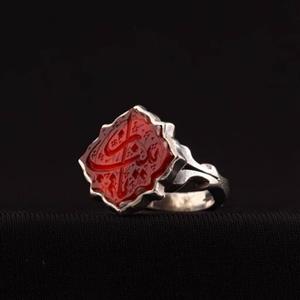 انگشتر نقره مردانه عقیق سرخ خطی شمسه یا زینب (س)
