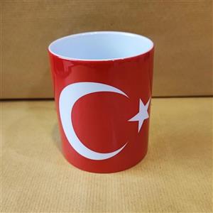 ماگ سرامیکی سفید طرح پرچم کشور ترکیه