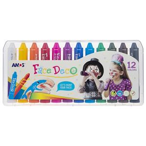 پاستل گریم صورت آموس مدل Face Deco بسته 12 رنگ Amos Color Makeup Pastel 