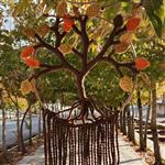 دیوار کوب مکرومه ی درخت زندگی با رنگهای  پاییزی  یا بهاری با الهام از طبیعت وزن حدود 250 گرم