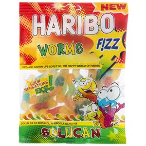 پاستیل هاریبو مدل Worms Fizz مقدار 130 گرم Haribo Worms Fizz Gummy Candy 130gr