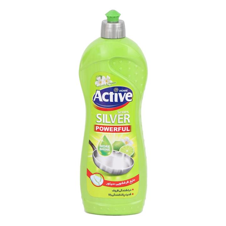 مایع ظرفشویی سیلور اکتیو سبز با رایحه لیمو و گل 750 میلی لیتر