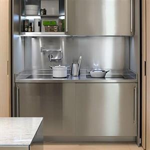 کابینت فضای باز تمام استیل 304 درب کشویی با سینک و گاز رومیزی