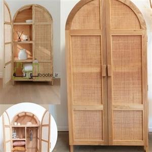 کمد چوبی حصیری بامبو منحنی مدرن