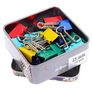 گیره دوبل 25mm رنگی جعبه فلزی clips