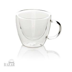 فنجان دو جداره دسته دار بی وی کی مدل شفاف کد 316112