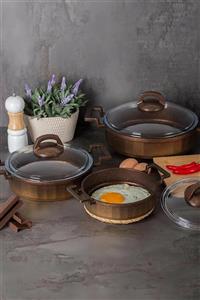 ست ماهیتابه Cast Prestige  قهوه ای 3 عددی اجار Acar