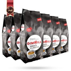 دانه قهوه جیموکا gimoka مدل آروما کلاسیکو aroma classico یک کیلویی بسته 6 عددی
