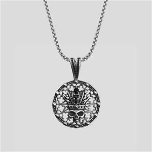 پلاک و گردنبند استیل طرح جمجمه پادشاه کد Njd-770d5