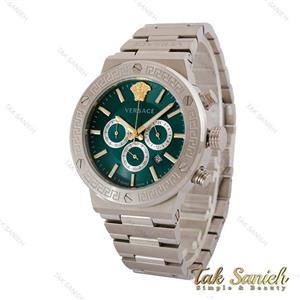 ساعت ورساچه Greca مردانه سه موتوره نقره ای صفحه سبز Versace-5173-G