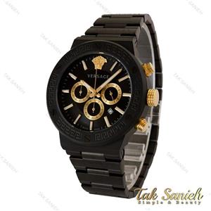 ساعت ورساچه Greca مردانه سه موتوره مشکی طلایی Versace-5175-G