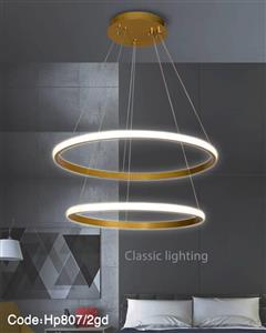 لوستر مدرن حلقه ای سفید و طلایی  کد : HP807/2gd
