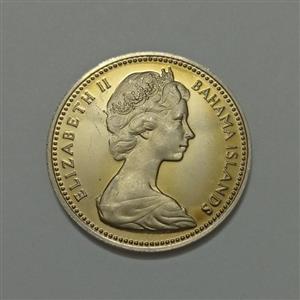 سکه خارجی ۵ سنت پروف کمیاب باهاما ۱۹۷۰ مستعمره انگلیس ـ ملکه الیزابت کیفیت بانکی 