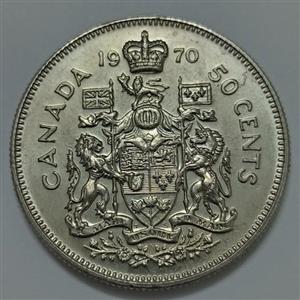 سکه کلکسیونی ۵۰ سنت کمیاب کانادا ۱۹۷۰ ملکه الیزابت 