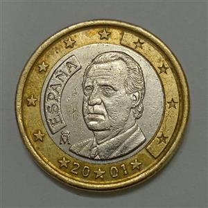 سکه خارجی 1 یورو کمیاب اسپانیا 2001